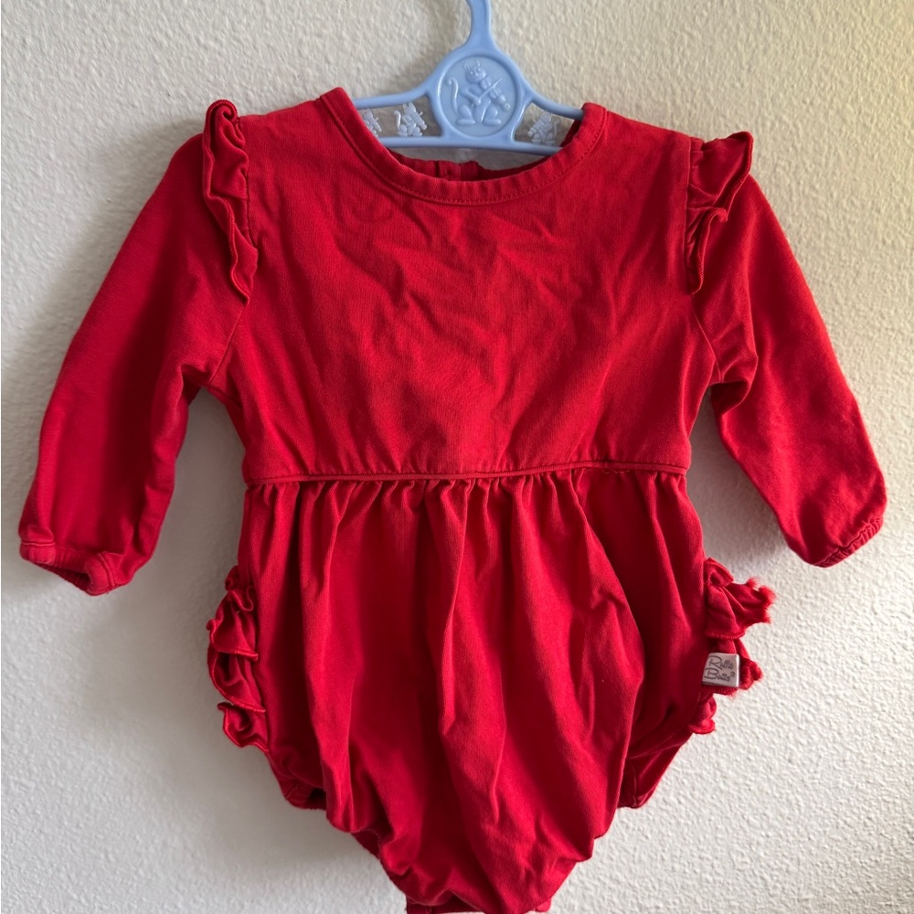 Ruffle Butts Red Ruffled Bodysuit Size 3-6 Months